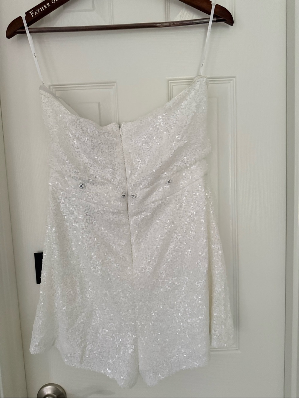 White Sequin strapless Romper Dress - Women - Picture 3 of 10